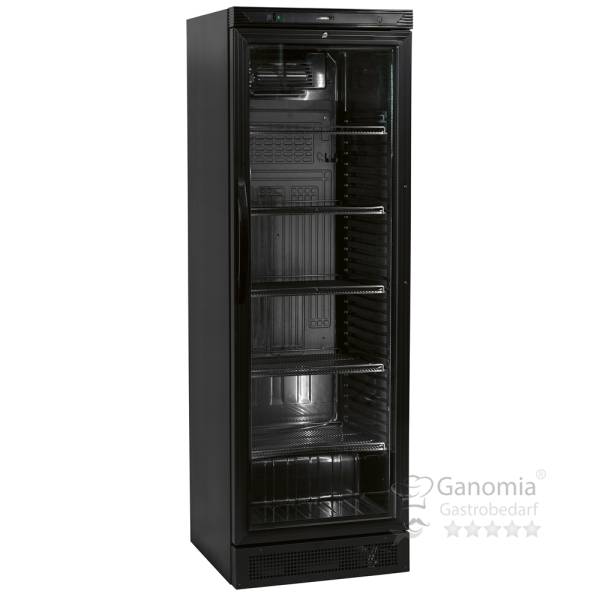 Schwarzer Gastronomie Kühlschrank mit Glastür mit 372 Litern