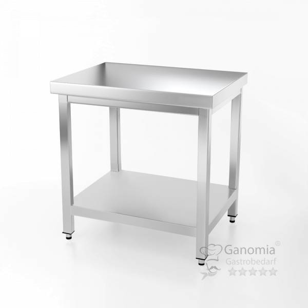 Edelstahl Tisch mit Unterboden in 60x60cm vier Kant Gestell